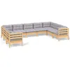 Image de vidaXL Salon de jardin 9 pcs avec coussins gris bois de pin3097318