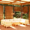 Image de vidaXL Salon de jardin 10 pcs avec coussins crème Bois de pin3097325