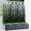 Image de vidaXL Jardinière avec treillis bleu gris 120x40x121,5 cm PP318252