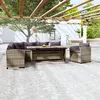 Image de vidaXL Salon de jardin 3 pcs avec coussins Résine tressée Gris3098168