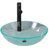 Image de vidaXL vidaXL Lavabo de bain avec robinet et drain à poussoir Verre trempé