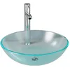 Image de vidaXL vidaXL Lavabo de bain avec robinet et drain à poussoir Verre trempé