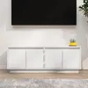 Image de vidaXL Meuble TV Blanc 110x34x40 cm Bois de pin massif813850