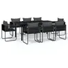 Image de vidaXL Ensemble de salle à manger de jardin 9 pcs Noir