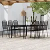 Image de vidaXL Ensemble de salle à manger de jardin 7 pcs Noir