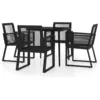 Image de Vidaxl Ensemble De Salle Ã Manger De Jardin 5 Pcs Noir