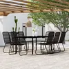 Image de vidaXL Ensemble de salle à manger de jardin 9 pcs Noir
