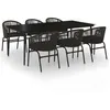 Image de vidaXL Ensemble à manger de jardin 7 pcs Noir