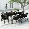 Image de vidaXL Ensemble de salle à manger de jardin 9 pcs Noir
