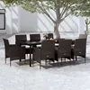 Image de vidaXL Ensemble de salle à manger de jardin avec coussins 9 pcs Noir
