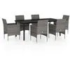Image de Vidaxl Ensemble De Salle Ã Manger De Jardin Et Coussins 7pcs Gris/Noir