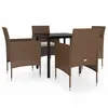 Image de Vidaxl Mobilier De Salle Ã Manger De Jardin Coussins 5 Pcs Marron/Noir