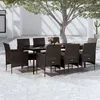 Image de vidaXL Ensemble de salle à manger de jardin avec coussins 9 pcs Noir