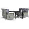 Image de vidaXL Vidaxl Ensemble À Dîner De Jardin Avec Coussins 7 Pcs Gris Et Noir