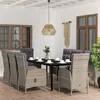Image de vidaXL Ensemble de salle à manger de jardin et coussins 9pcs Gris/noir
