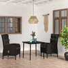 Image de vidaXL Ensemble à manger de jardin avec coussins 3 pcs noir