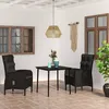 Image de Vidaxl Mobilier De Salle Ã Manger De Jardin Avec Coussins 3 Pcs Noir