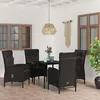 Image de vidaXL Ensemble à manger de jardin avec coussins 5 pcs Noir3099366