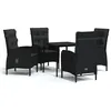 Image de Vidaxl Ensemble De Salle Ã Manger De Jardin Avec Coussins 5 Pcs Noir