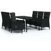 Image de Vidaxl Ensemble De Salle Ã Manger De Jardin Avec Coussins 7 Pcs Noir