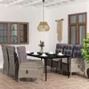 Image de vidaXL Ensemble à manger de jardin coussins 7pcs Gris et noir