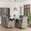 Image de vidaXL Ensemble de salle à manger de jardin et coussins 9pcs Gris/noir