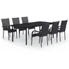 Image de Vidaxl Ensemble De Salle Ã Manger De Jardin 7 Pcs Noir
