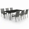 Image de vidaXL Ensemble à manger de jardin 7 pcs Gris et noir