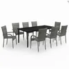Image de Vidaxl Ensemble De Salle Ã Manger De Jardin 9 Pcs Gris Et Noir