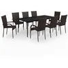 Image de Vidaxl Ensemble De Salle Ã Manger De Jardin 9 Pcs Marron Et Noir