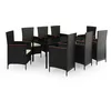 Image de Vidaxl Ensemble De Salle Ã Manger De Jardin Avec Coussins 9 Pcs Noir