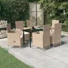 Image de vidaXL Ensemble de salle à manger de jardin avec coussins 7 pcs Beige