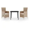 Image de Vidaxl Ensemble De Salle Ã Manger De Jardin Avec Coussins 3 Pcs Beige