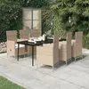 Image de vidaXL Ensemble de salle à manger de jardin avec coussins 7 pcs Beige