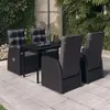 Image de vidaXL Ensemble à manger de jardin avec coussins 5 pcs Noir3099481
