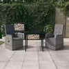 Image de vidaXL Ensemble de salle à manger de jardin avec coussins 3 pcs Gris