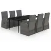 Image de Vidaxl Ensemble De Salle Ã Manger De Jardin Avec Coussins 7 Pcs Gris