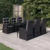 Image de vidaXL Mobilier de salle à manger de jardin avec coussins 7 pcs Noir