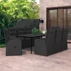 Image de vidaXL Ensemble de salle à manger de jardin avec coussins 9 pcs Noir