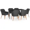 Image de Vidaxl Ensemble De Salle Ã Manger De Jardin Avec Coussins 7 Pcs Noir