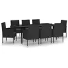 Image de vidaXL Ensemble de salle à manger de jardin 9 pcs Noir