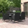 Image de vidaXL Ensemble à manger de jardin coussins 7 pcs Résine tressée Verre3099682