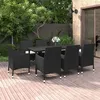 Image de vidaXL Ensemble à dîner de jardin coussins 9 pcs Résine tressée Verre