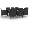 Image de vidaXL Vidaxl Ensemble À Dîner De Jardin Coussins 9 Pcs Résine Tressée Verre