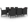 Image de Vidaxl Ensemble Ã DÃ®ner De Jardin Coussins 9 Pcs RÃ©sine TressÃ©e Verre