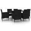 Image de Vidaxl Mobilier Ã DÃ®ner De Jardin Coussins 7 Pcs RÃ©sine TressÃ©e Verre