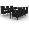 Image de vidaXL Ensemble à dîner de jardin coussins 7 pcs Résine tressée Verre