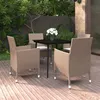 Image de vidaXL Ensemble à manger de jardin coussins 5 pcs Résine tressée Verre