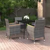 Image de vidaXL Ensemble à manger de jardin coussins 5 pcs Résine tressée Verre