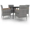 Image de Vidaxl Ensemble Ã DÃ®ner De Jardin Coussins 5 Pcs RÃ©sine TressÃ©e Verre